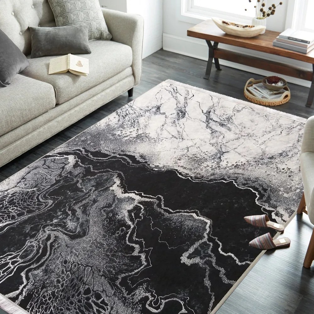 Covor gri antiderapant cu model abstract Lăţime: 160 cm | Lungime: 220 cm