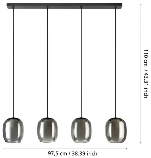 Lustră pe cablu Eglo 901193 CIAMPINO 4xE27/28W/230V gri