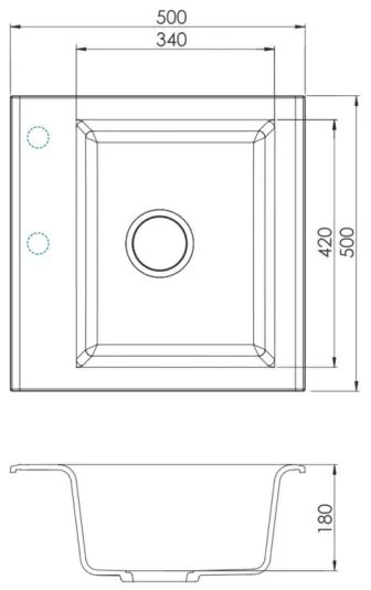 Chiuvetă de bucătărie ALVEUS 1149111 GEM 50x50 cm bej