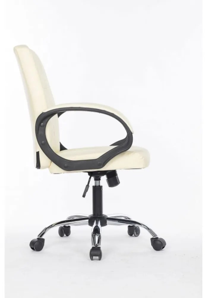 RESIGILAT-Scaun birou, SIB014, Piele ecologică, Alb perlat,