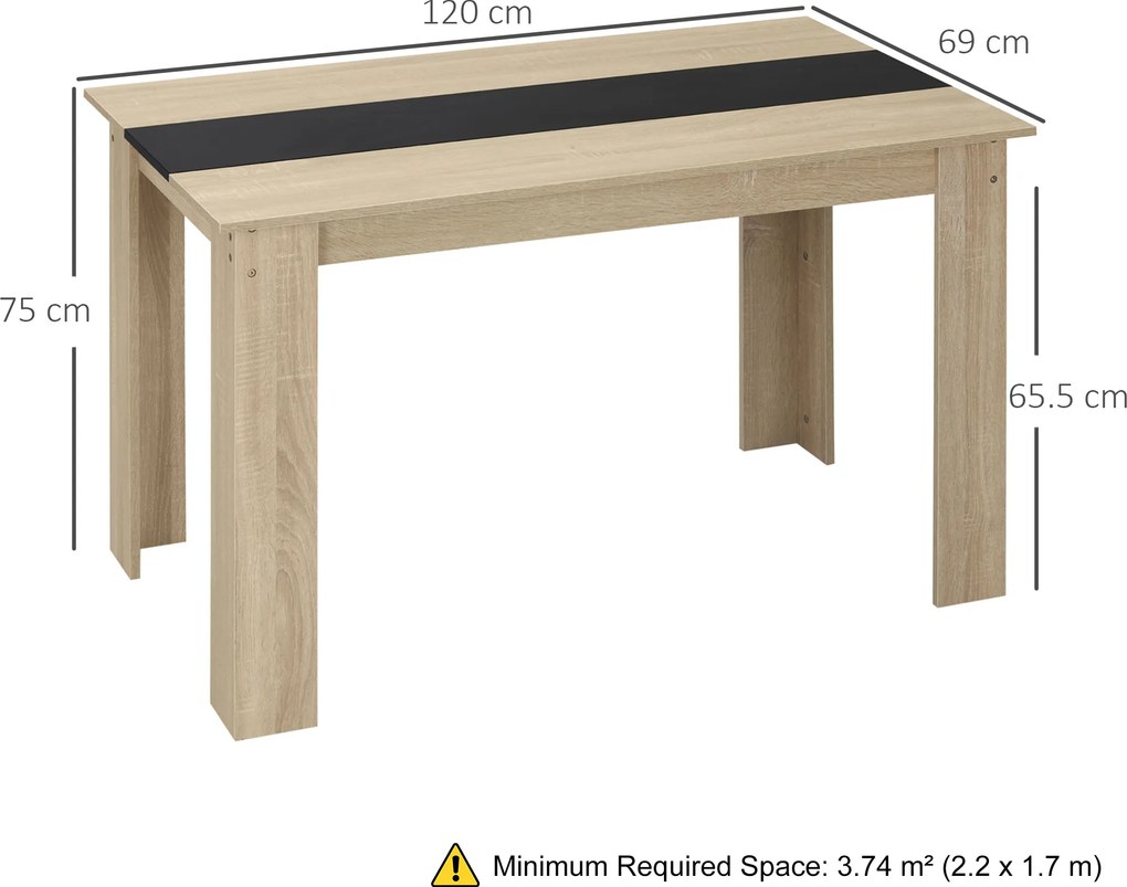 HOMCOM Masă de Dining pentru 4-6 Persoane, Masă de Bucătărie Modernă din Lemn, 120x69x75 cm, Lemn Natural | Aosom Romania