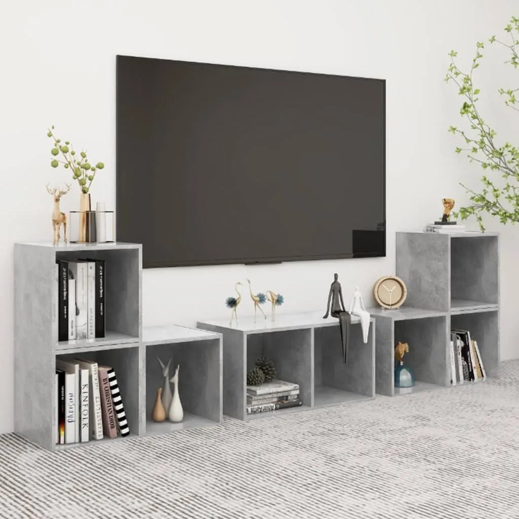 vidaXL Set de dulapuri TV, 6 piese, gri beton, lemn prelucrat