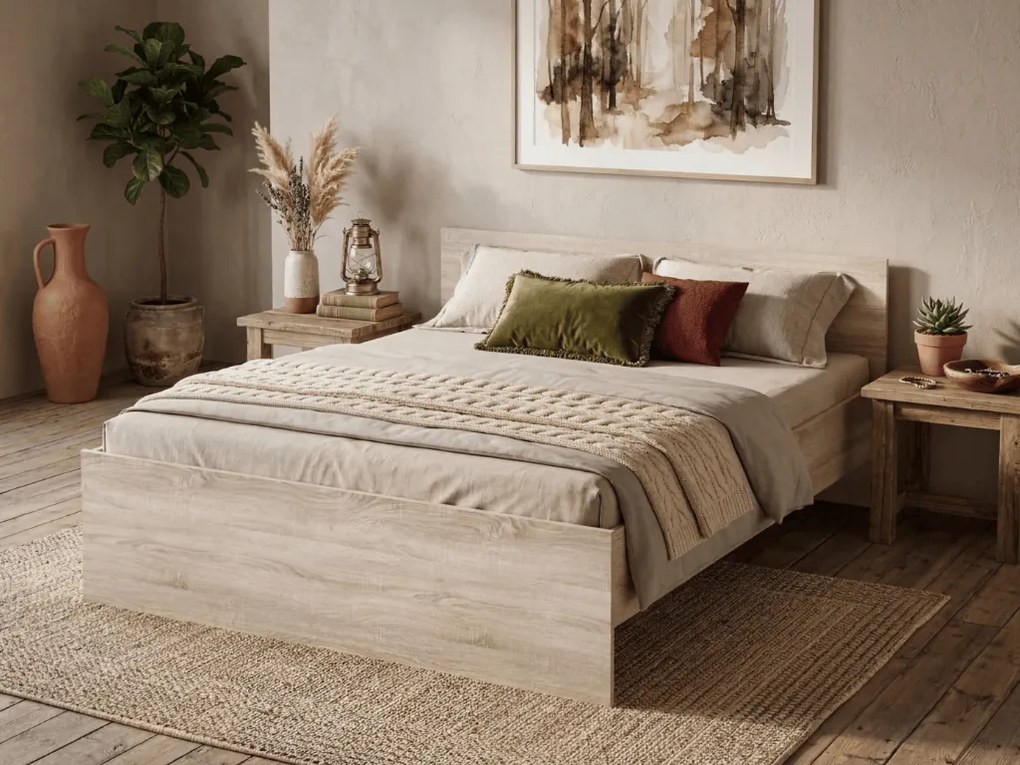 Pat ELISA 140 x 200 cm, stejar sonoma Saltele: Fara saltea, Somiera pat: Cu lamele drepte