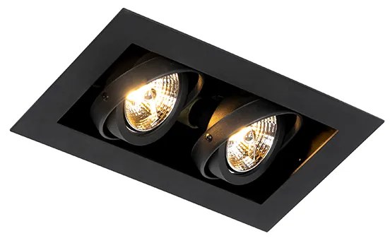 Set de 6 spoturi încastrate moderne negre cu 2 lumini reglabile - Oneon 70