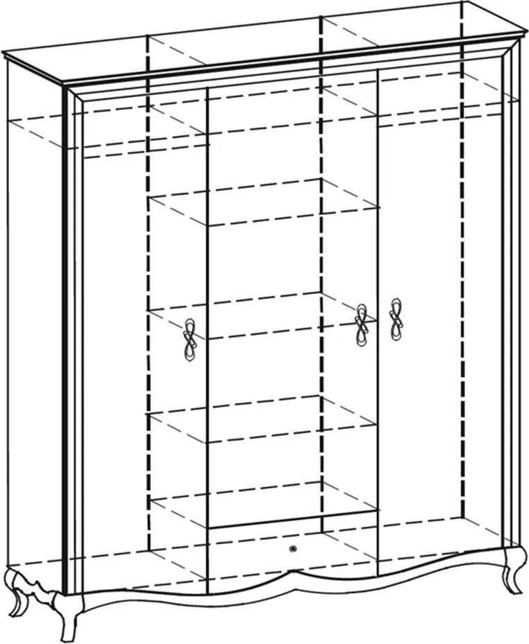 Dulap lemn masiv nuc Milan 3 Uși Alb-, 164,2 × 62,5 × 209,5 cm