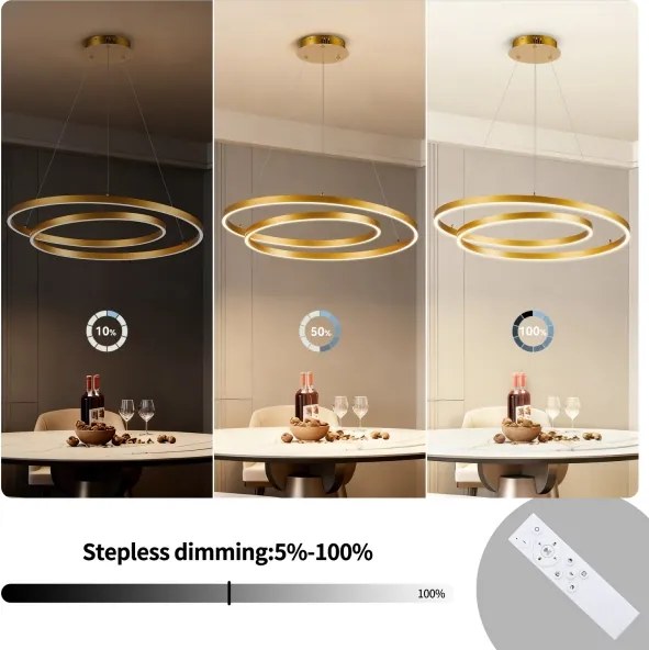 Brilagi-LED Lustră suspendată dimabilă pe cablu TWISTER LED/75W/230V 3000–6000K aurie + telecomandă