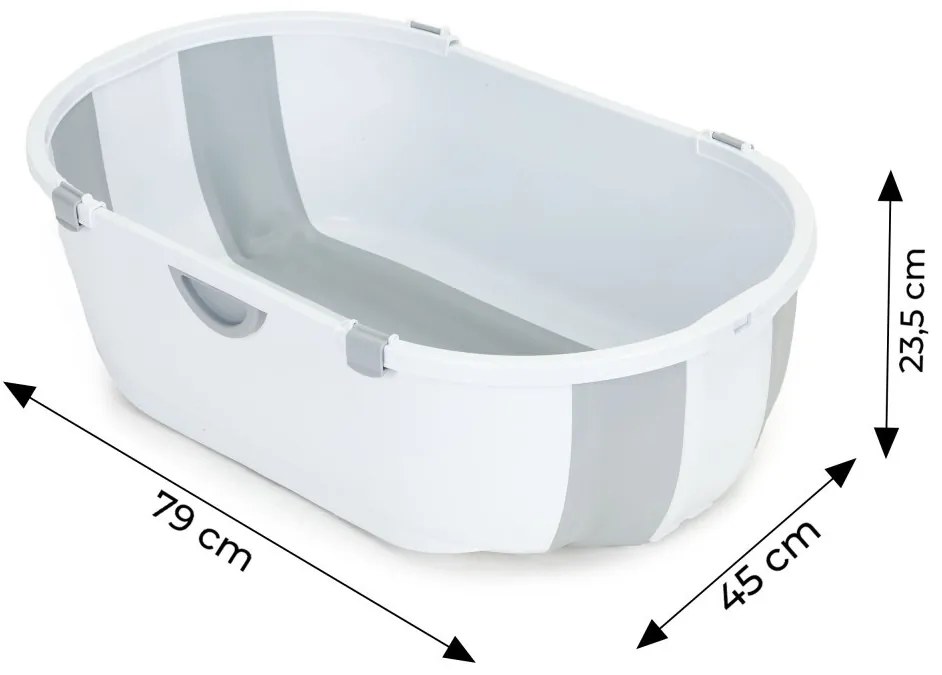 Cada pentru copii cu scurgere pliabilă gri