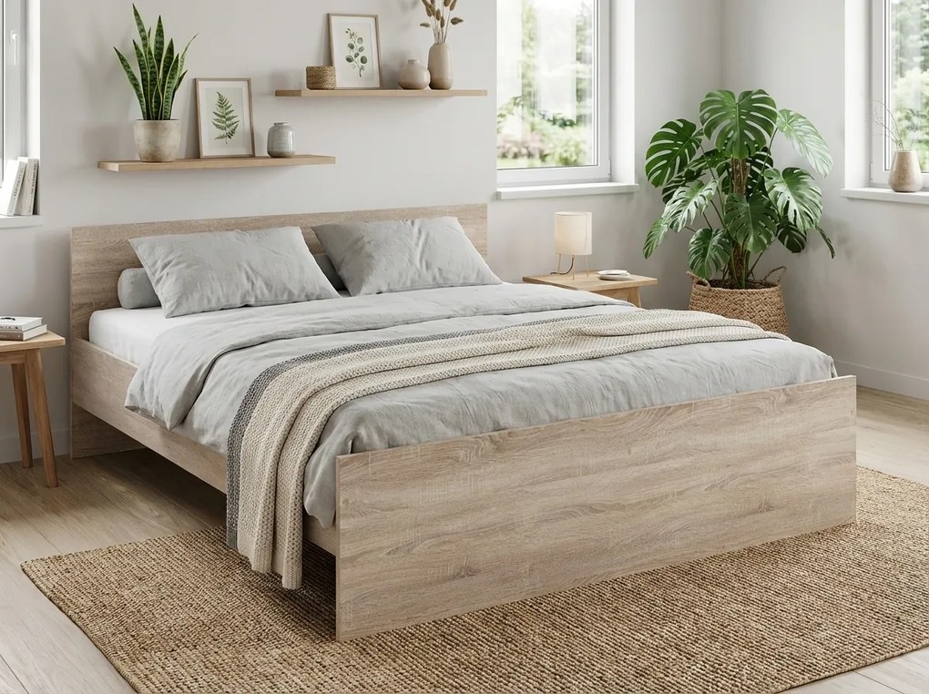 Pat ELISA 120 x 200 cm, stejar sonoma Saltele: Fara saltea, Somiera pat: Cu lamele curbate