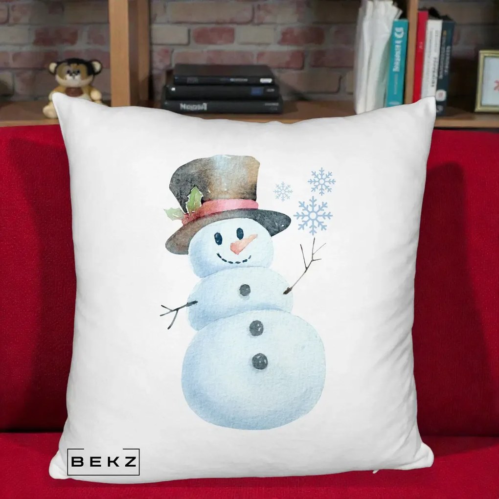 Perna Decorativa Om de Zapada cu Joben si Vasc, 40x40 cm, Alb Pufos, Husa Detasabila, Perna Inclusa, BEKZ®