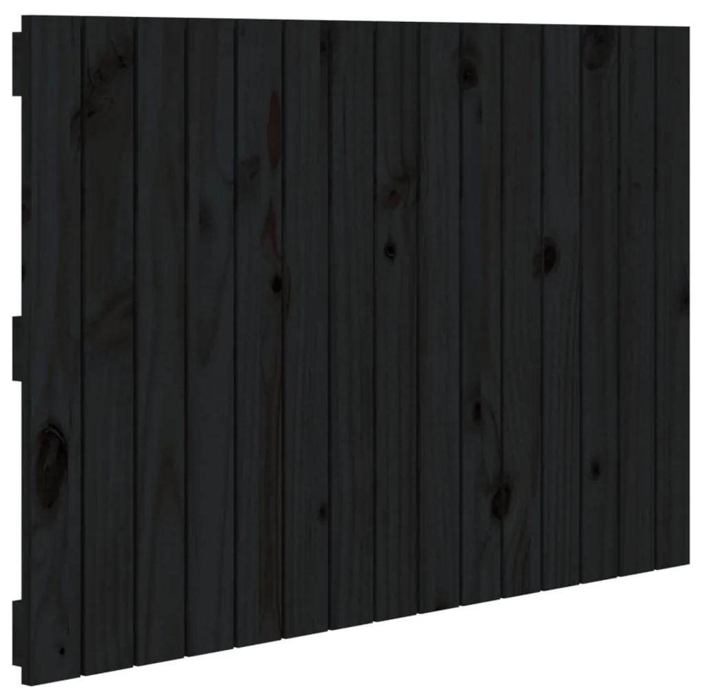 824837 vidaXL Tăblie de pat pentru perete, negru, 95,5x3x60cm, lemn masiv pin