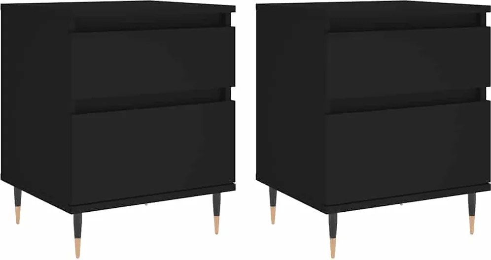 vidaXL Noptiere, 2 buc., negru, 40x35x50 cm, lemn compozit