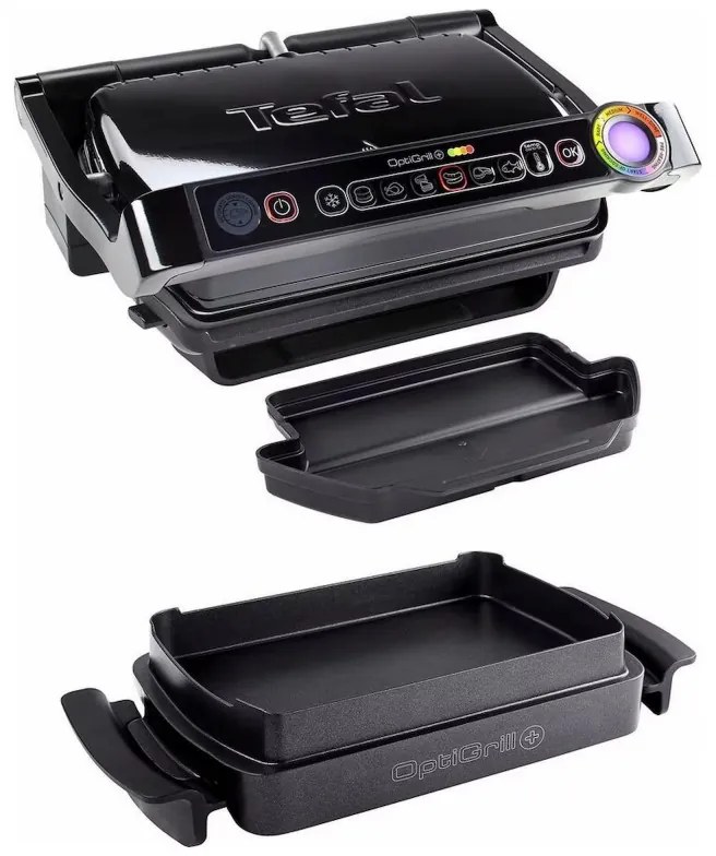 Gratar electric Tefal OptiGrill+ Snacking&Baking GC714834, 2000W, 6 programe, Functie alimente congelate, Acoperire antiaderenta din teflon, Accesoriu pentru gustari si copt, Max 240°C, Negru