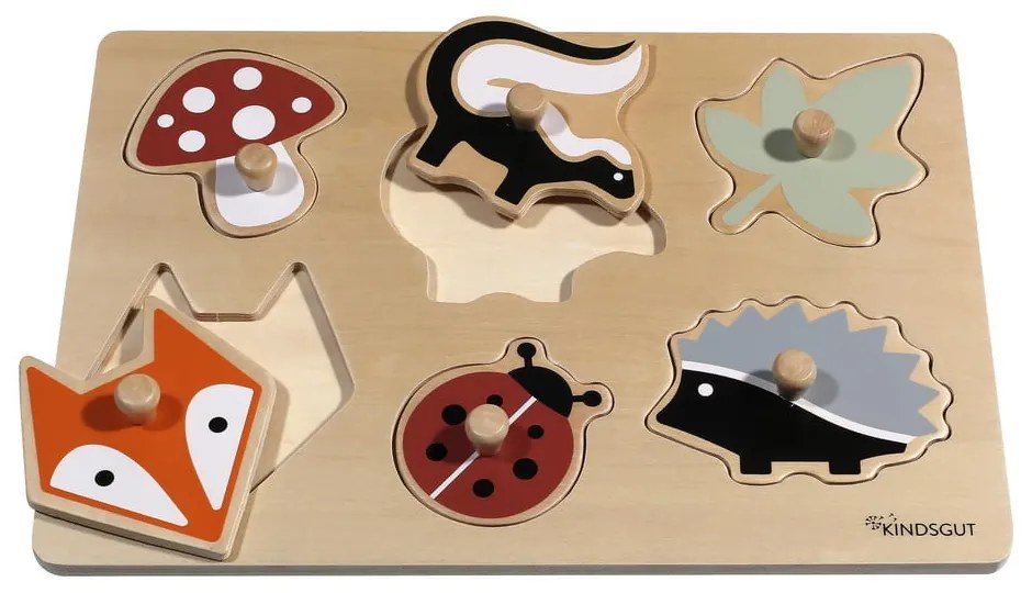 Puzzle (număr de piese 6) de inserat din lemn Forest – Kindsgut
