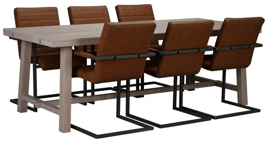 Masă de dining din lemn de stejar lăcuit Rowico Brooklyn, 220 x 95 cm, mat