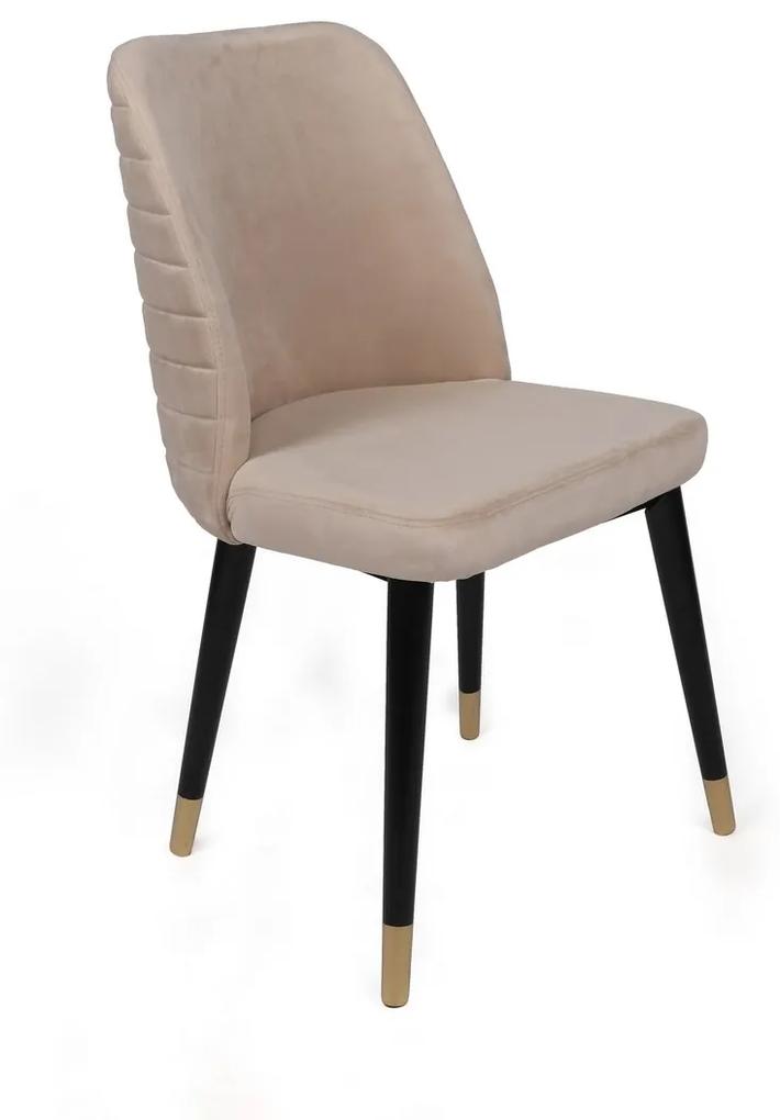 Set 2 scaune haaus Hugo, Crem/Negru/Auriu, textil, picioare metalice