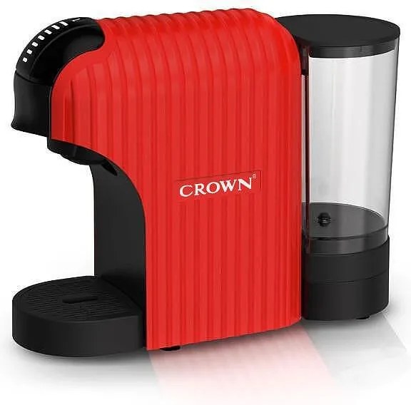 Espressor cu capsule 7in1 Crown CCM-1532R, 1400 W, 20 bar, 0.9 L, 7 adaptoare, Indicator LED, Controlul lungimii cafelei, Rosu/Negru