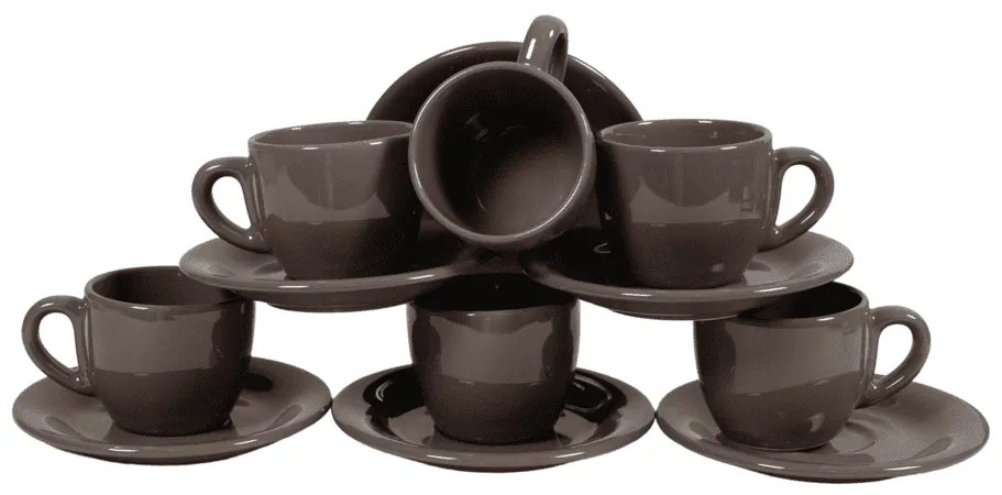 Set 6 cesti cu farfurie pentru expresso Maro Cafea, 80 ml