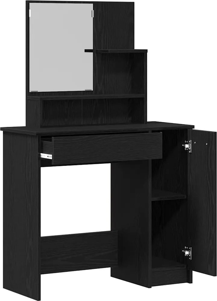 vidaXL Masă de Machiaj Stejar Negru 86,5 x 35 x 136 cm Lemn compozit