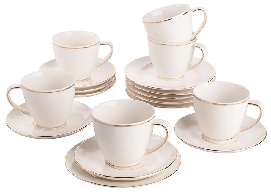 Set de cafea cu 18 piese MariaPaula Ecru Nova GoldLine