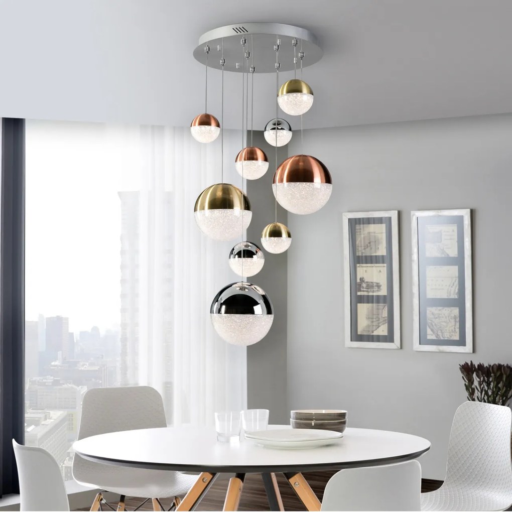 LUSTRA cu 9 pendule LED DIMABILA prin BLUETOOTH Sphere SV-793091B
