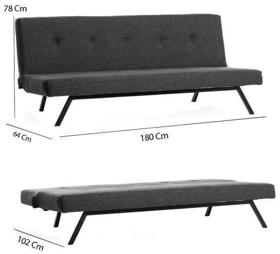 Canapea 2 locuri LOKO, gri închis