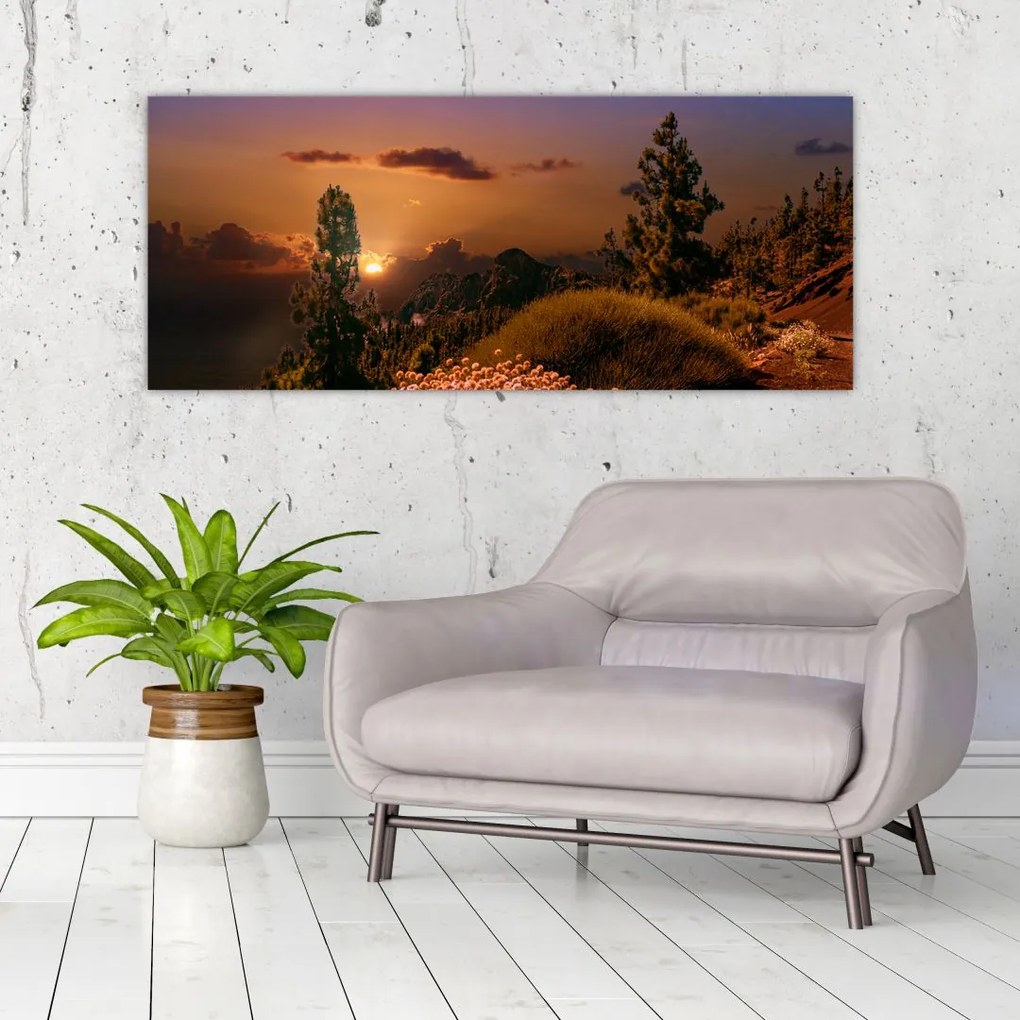 Tablou naturii cu apus de soare (120x50 cm)