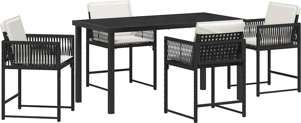 vidaXL Set de masă pentru grădină 5 pcs Negru poliratan