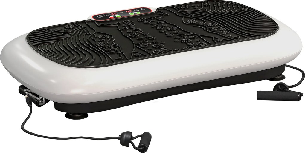 Placă vibratoare HOMCOM cu 99 trepte, 2 benzi fitness 73 x 40 x 13cm Alb+Negru | Aosom Romania