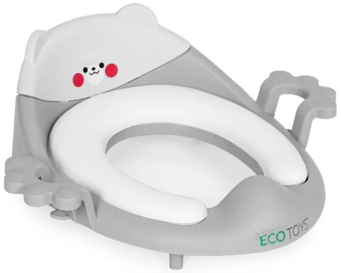 Scaun de toaletă cu urechi și pernă moale gri