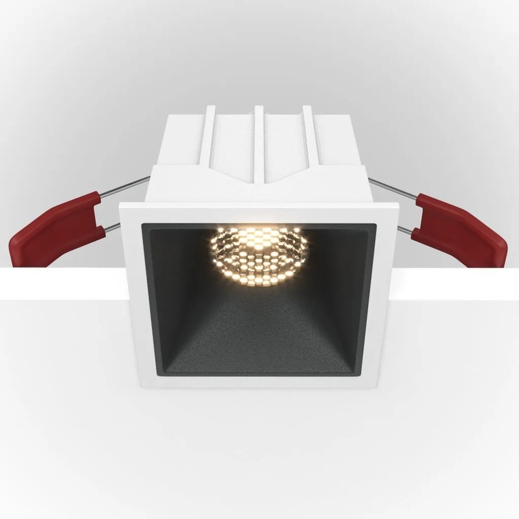 Spot LED incastrabil dimabil design tehnic Alpha alb, negru, 6,5x6,5cm, 3000K