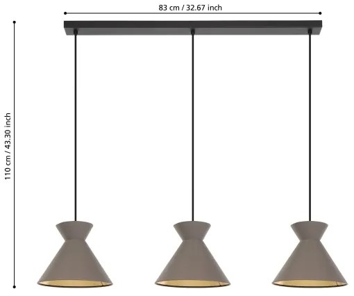 Eglo 900348 - Lampă suspendată pe cablu NASTASIA 3xE27/40W/230V