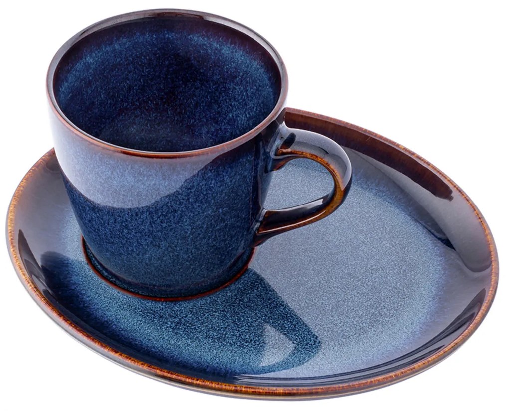 Altom Ceaşcă din ceramică cu farfurie Reactive Navy Blue 310 ml