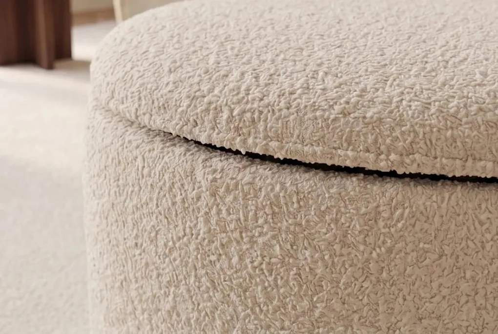 Bancheta tapitata cu spatiu de depozitare ELEMENTAL 120cm boucle champagne beige
