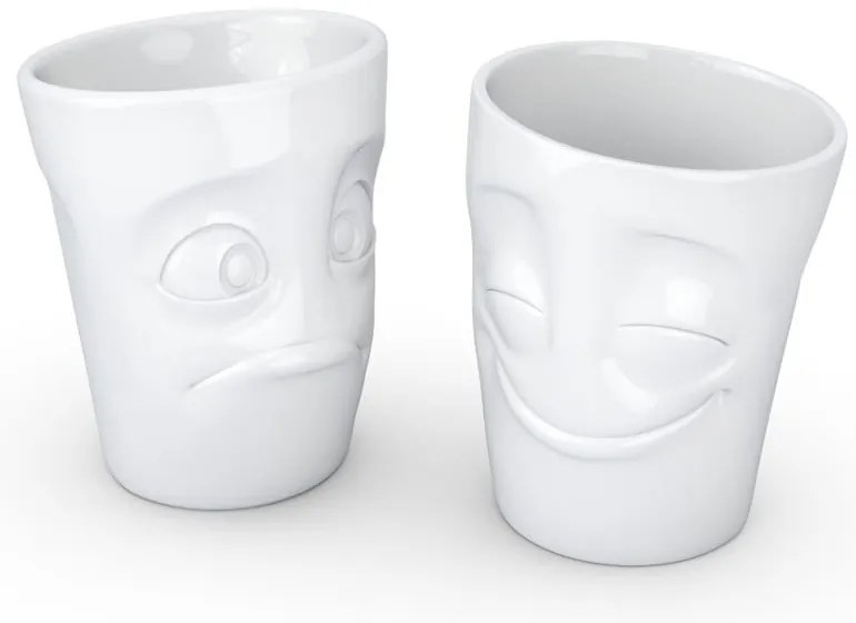 Set 2 căni din porțelan 58products Cheery &amp; Baffled, alb