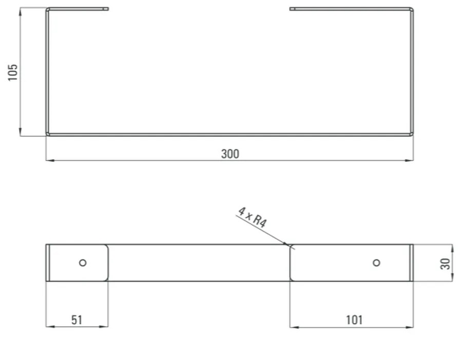 Suport prosop baie alb mat 30 cm Deante Mokko 300x105 mm, Alb mat