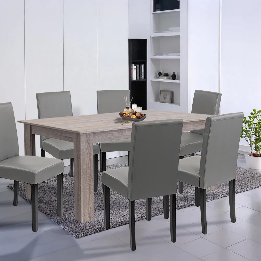 Set de masă Leon 6+1 stejar York gri