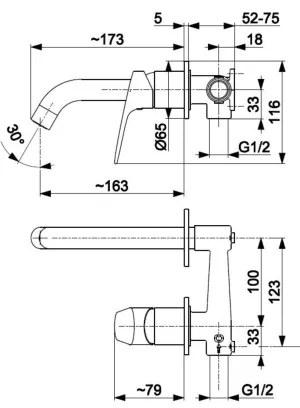 Baterie umyvadlová KFA Armatura 5559-810-00 OTAVA, podomítková, chrom lesklý