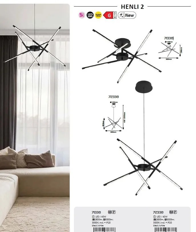 Lustra LED suspendata stil minimalist Henli2 negru