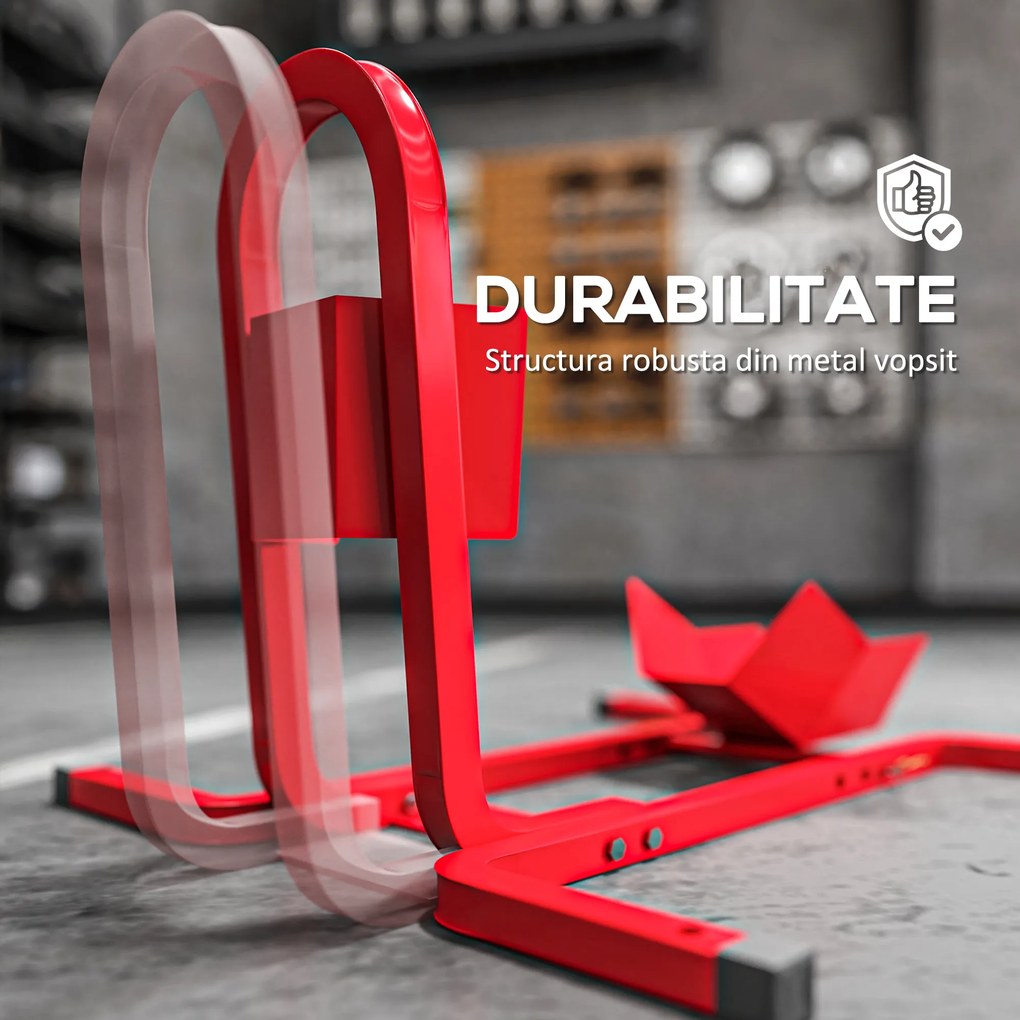 HOMCOM Suport pentru Motocicletă Reglabil pe 3 Nivele, Sistem de Blocare Roți Motocicletă în Metal cu Găuri, 60x55x43 cm, Negru | Aosom Romania