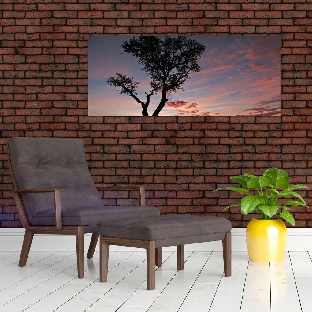 Tablou - Copac și nuanțe roșiatice (120x50 cm)
