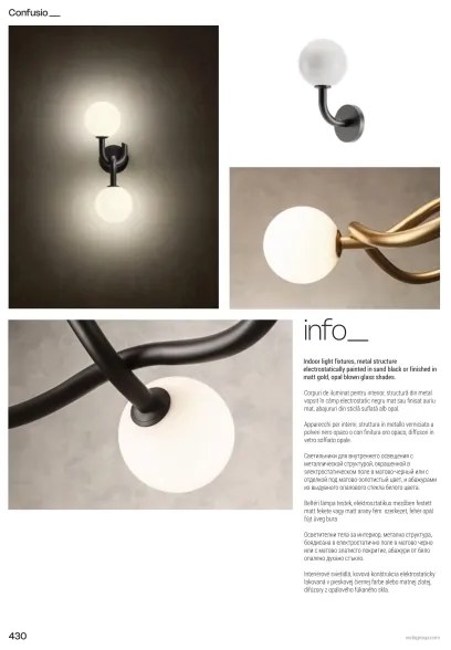 Redo 01-3257 - Lustru pe tijă CONFUSIO, 3xE14/28W/230V, Ø 76 cm, negru