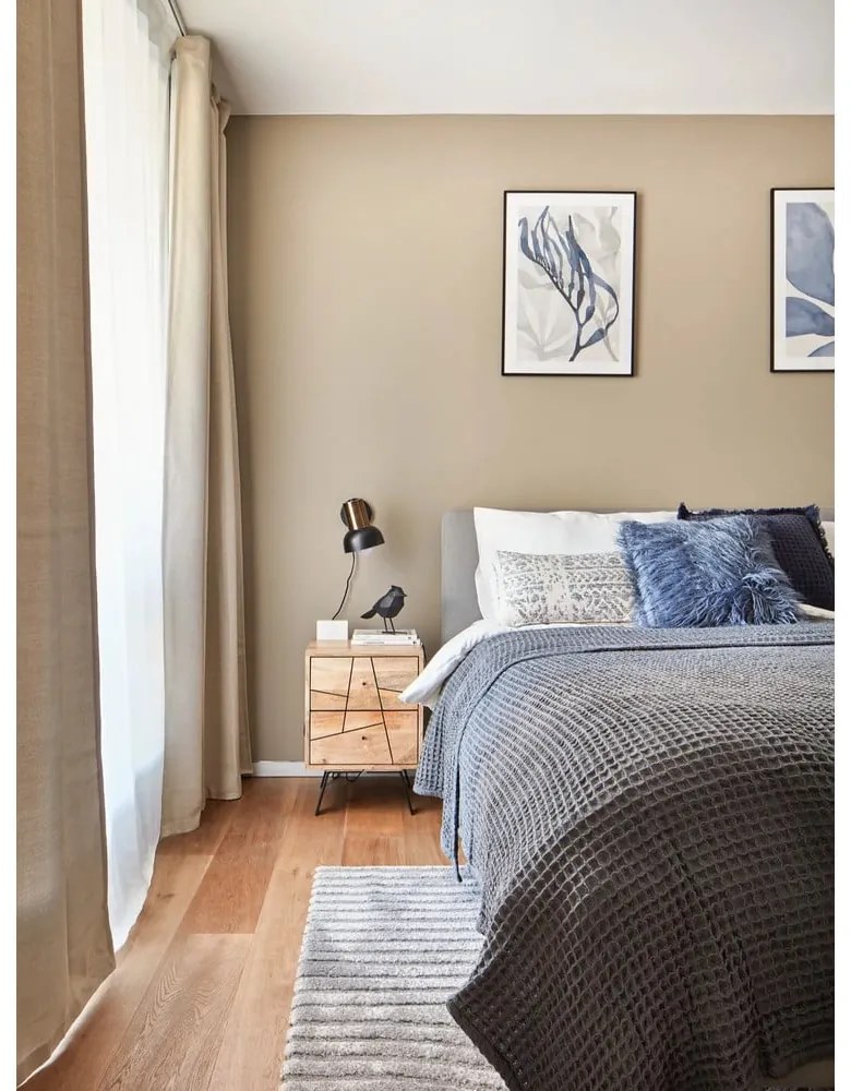 Pat matrimonial gri tapițat cu spațiu de depozitare cu somieră 160x200 cm Mattis – Meise Möbel