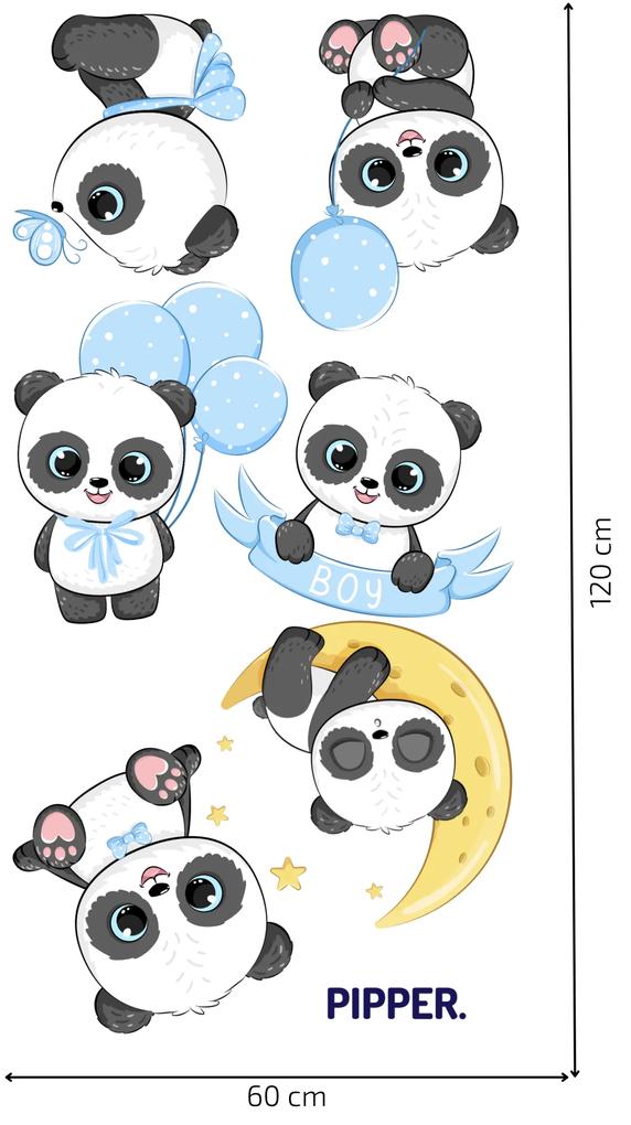 PIPPER. Autocolant de perete „Panda - băiati” Material: Autocolant textil