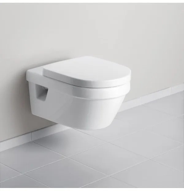 Set vas WC rimless suspendat, Villeroy&amp;Boch Architectura, cu capac inchidere lenta, rezervor si clapeta ViConnect