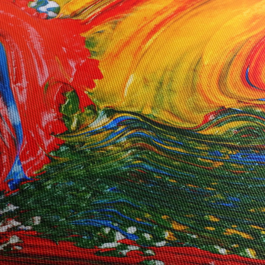 Tablou - Abstractizare albăstrire cu o perie (cu ceas) (90x30 cm)