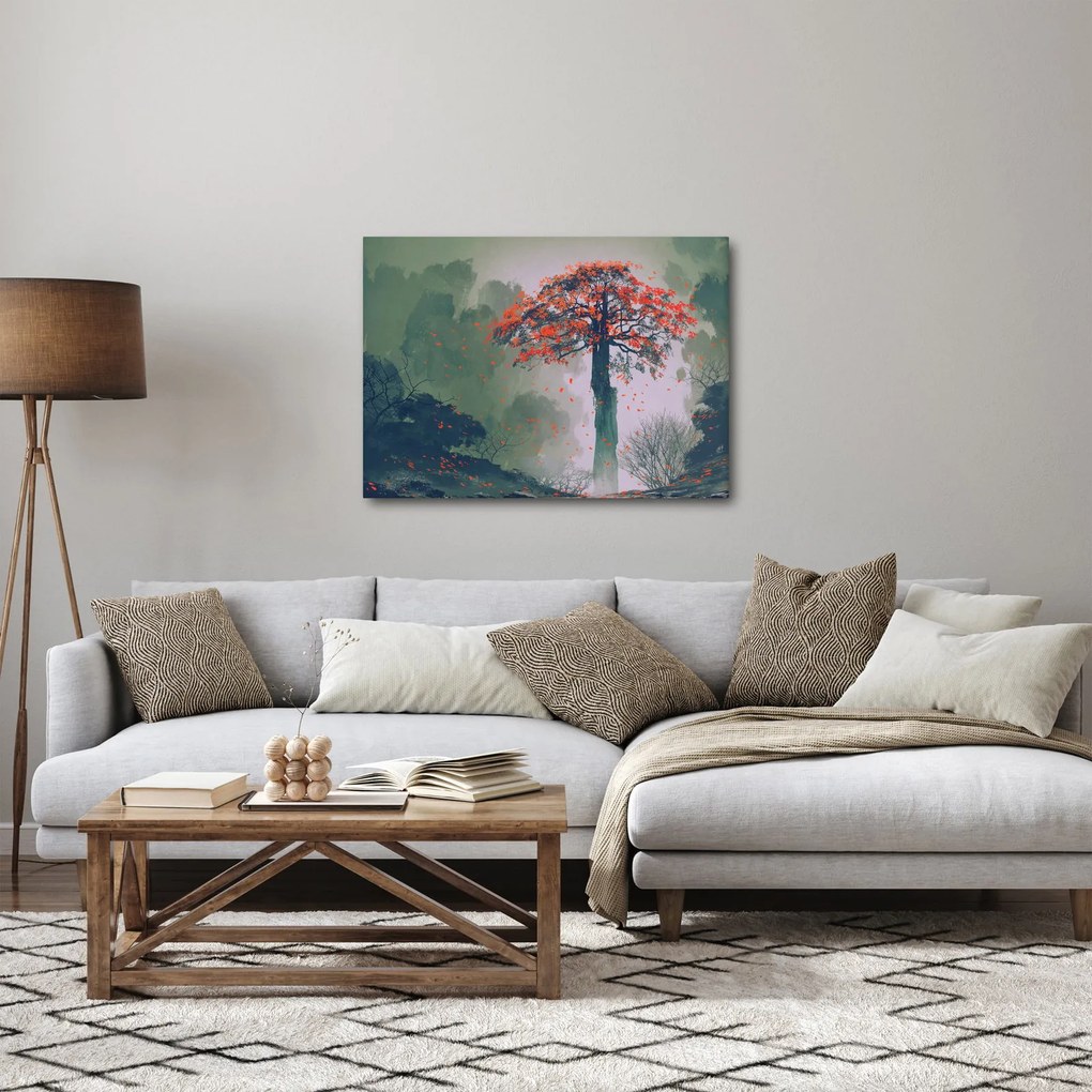 Tablou - Copacul roșu singuratic (70x50 cm)
