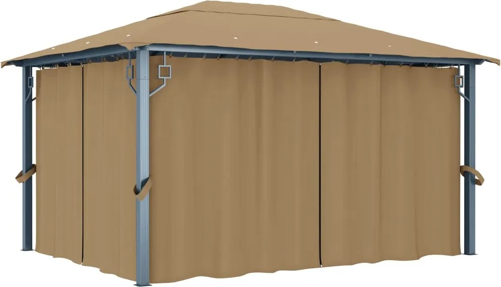 vidaXL Pavilion cu perdele, gri taupe, 400 x 300 cm, aluminiu