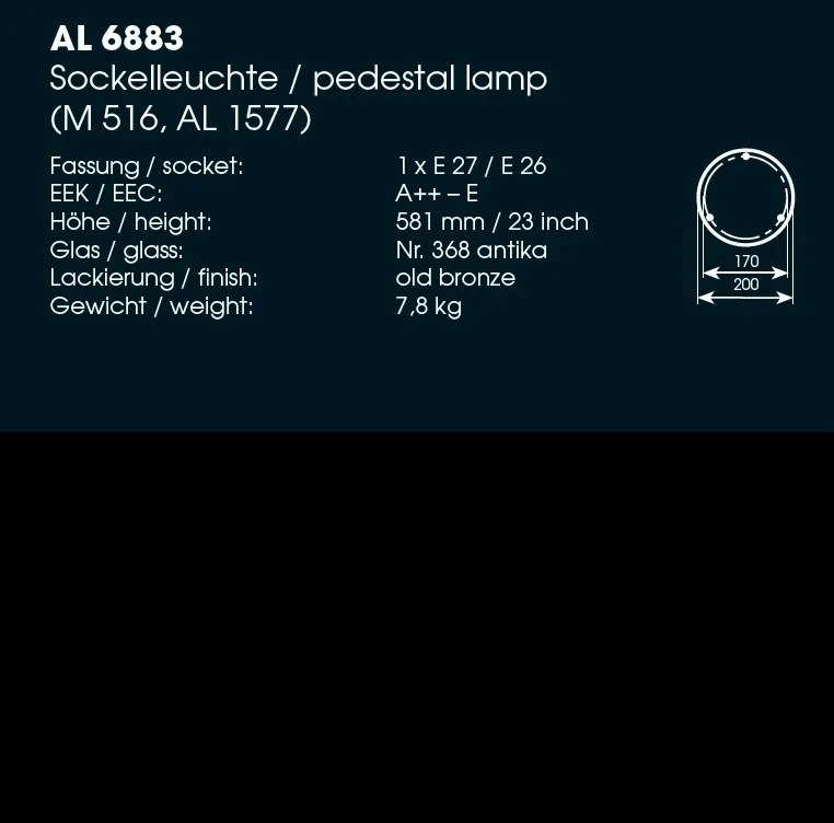 Stalp iluminat exterior din fier forjat, inaltime 58,1cm, AL 6883