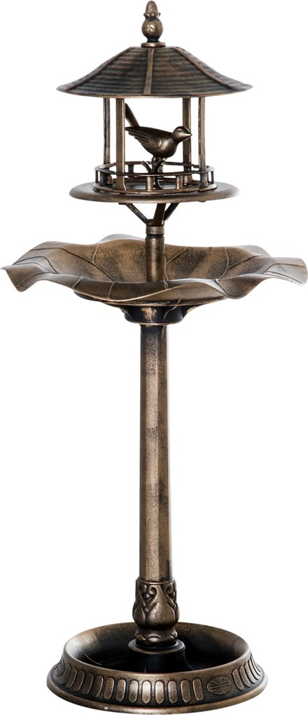 Outsunny Baie pentru păsări, adăpătoare și ghiveci 3 în 1 dim. Ø 50 x 113H cm polipropilenă bronz antic | Aosom Romania