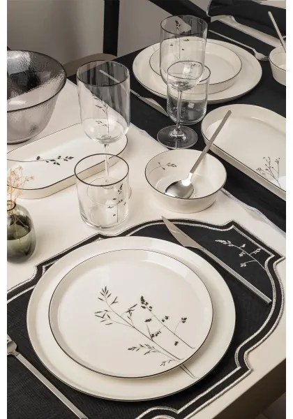 Set de veselă 27 piese din porțelan, alb/negru